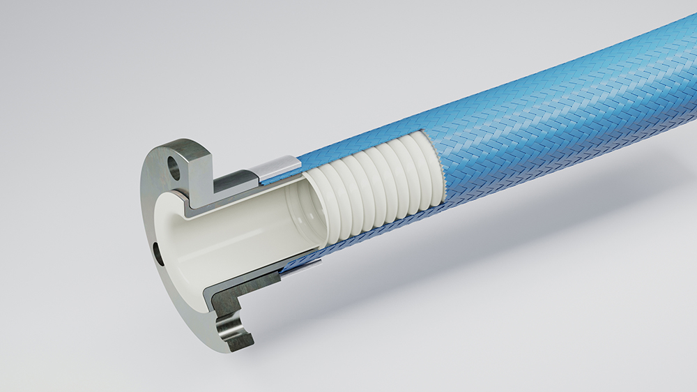 Product picture for RESISTOFLEX® CPBF-W, Schlauchliner in Naturfarbe, mit durchgebördelten Enden