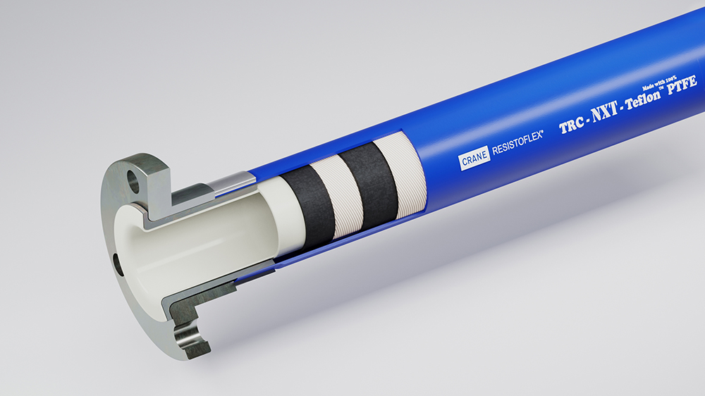 Product picture for RESISTOFLEX® TRCF-W, Schlauchliner in Naturfarbe, mit durchgebördelten Enden