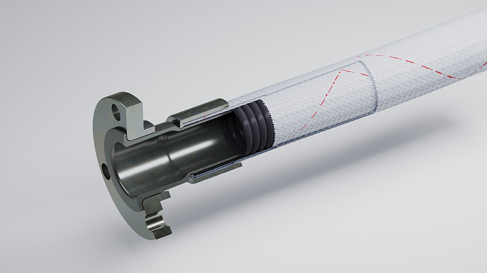 Product picture for RESISTOFLEX® CTHK-B Chlor-Förderung, antistatischer Schlauchliner, Pressverbindungen